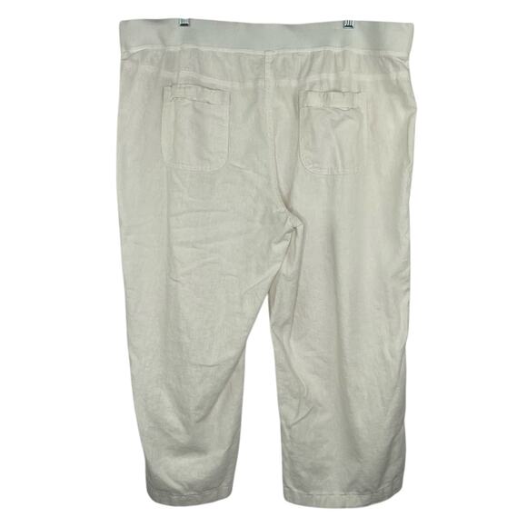 Per Se White Linen Viscose Blend Capri Pants Coastal Women's size 2X Beach - Picture 2 of 9